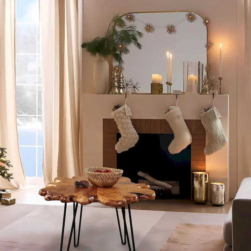 Greenage Live Edge Couchtisch mit 4 Platten und Haarnadelbeinen
