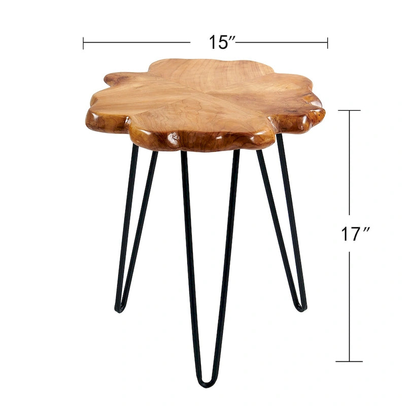 Greenage Live Edge Couchtisch mit 4 Platten und Haarnadelbeinen
