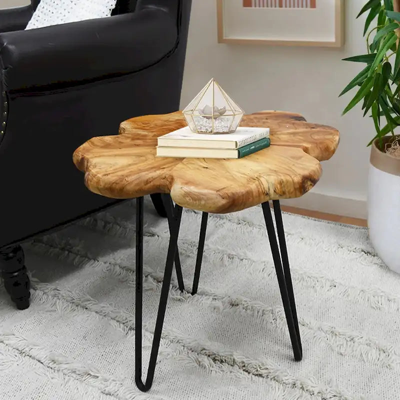 Greenage Live Edge Couchtisch mit 4 Platten und Haarnadelbeinen