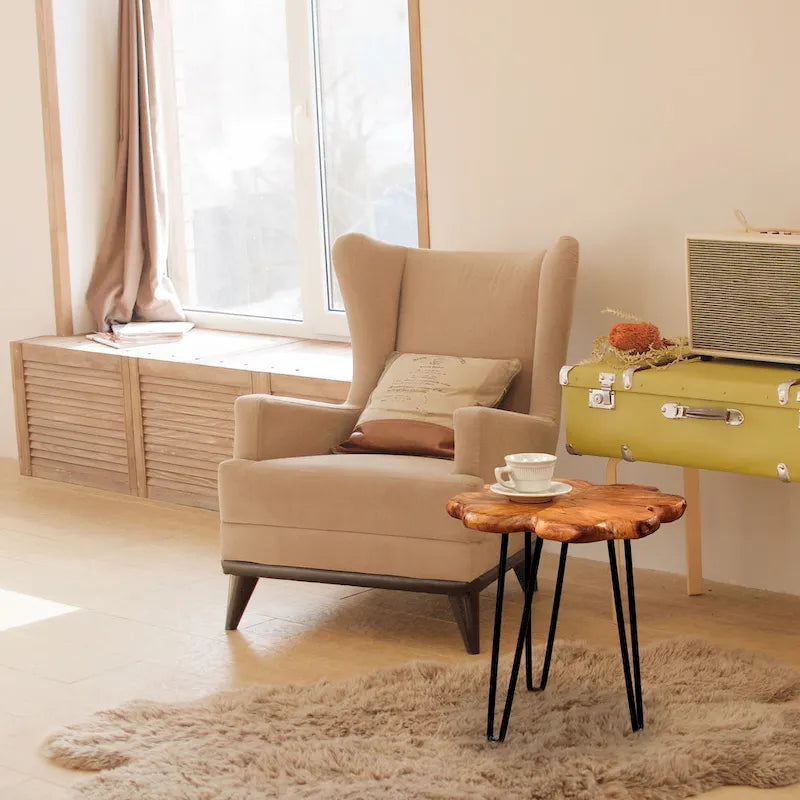 Greenage Live Edge Couchtisch mit 4 Platten und Haarnadelbeinen