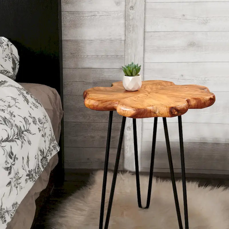 Greenage Live Edge Couchtisch mit 4 Platten und Haarnadelbeinen