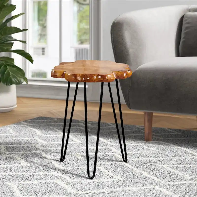 Greenage Live Edge Couchtisch mit 4 Platten und Haarnadelbeinen