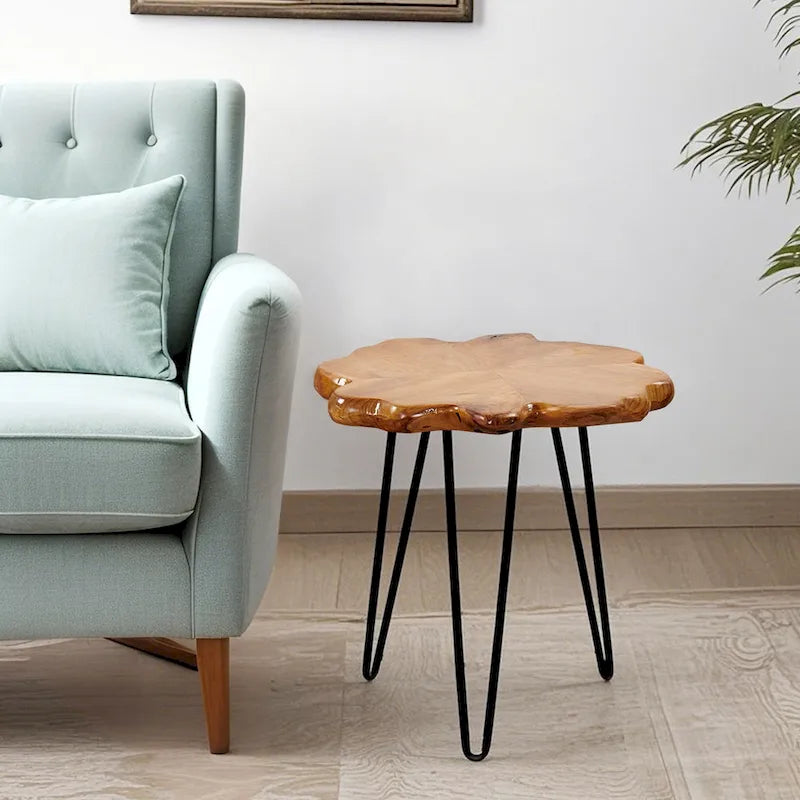 Greenage Live Edge Couchtisch mit 4 Platten und Haarnadelbeinen
