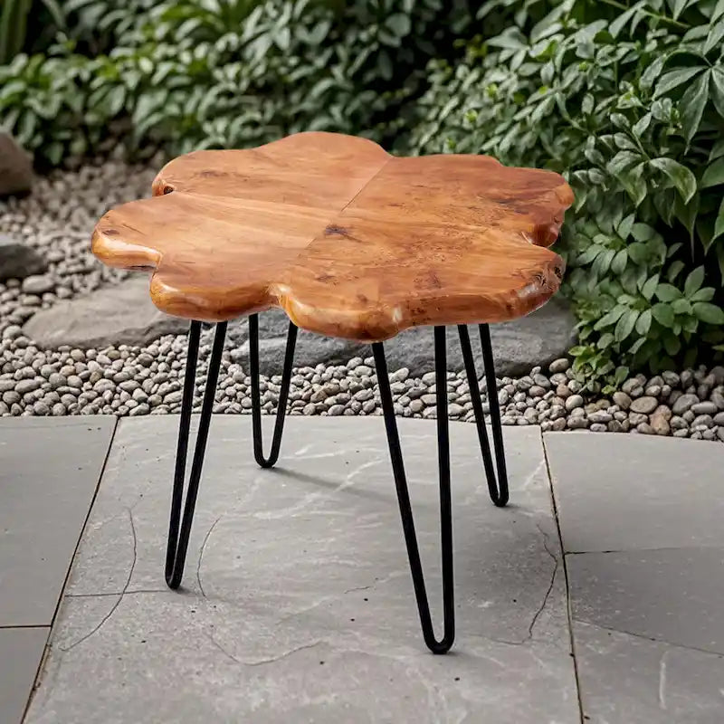 Greenage Live Edge Couchtisch mit 4 Platten und Haarnadelbeinen