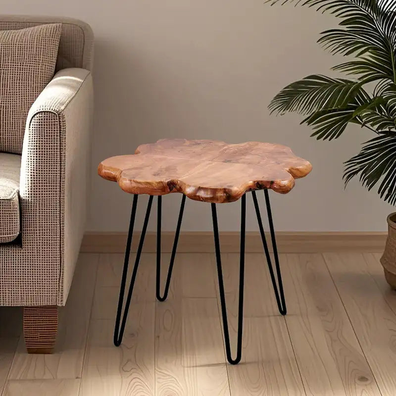 Greenage Live Edge Couchtisch mit 4 Platten und Haarnadelbeinen