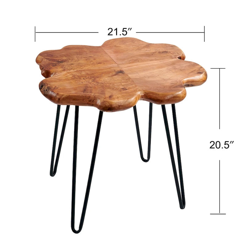 Greenage Live Edge Couchtisch mit 4 Platten und Haarnadelbeinen