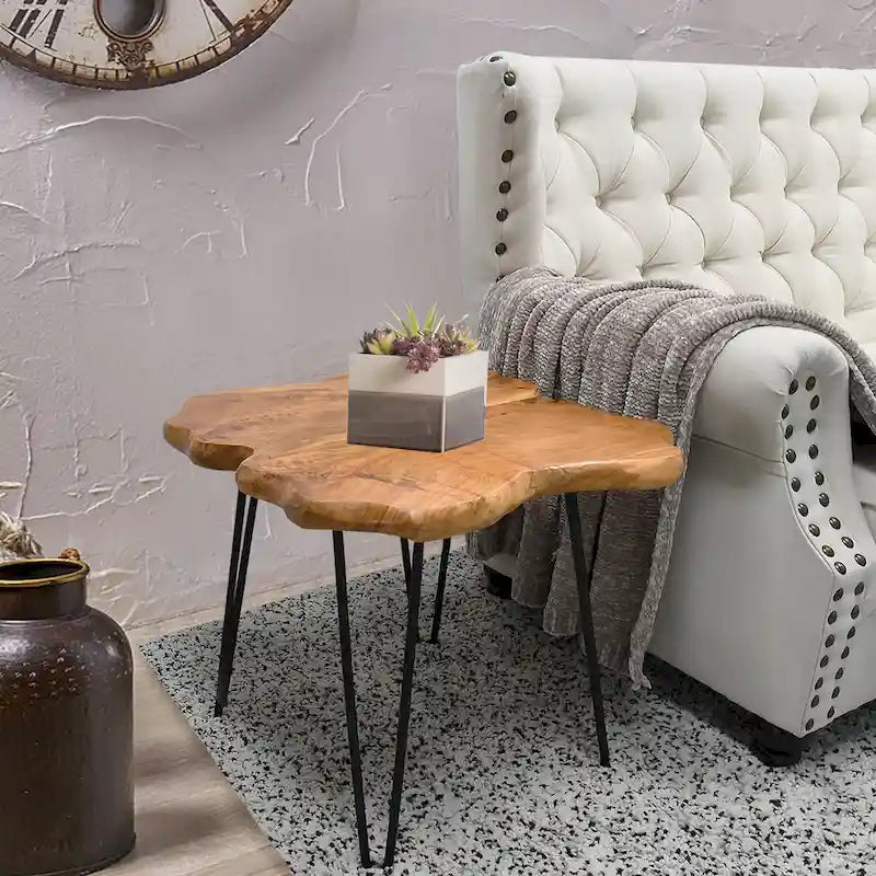 Greenage Live Edge Couchtisch mit 4 Platten und Haarnadelbeinen