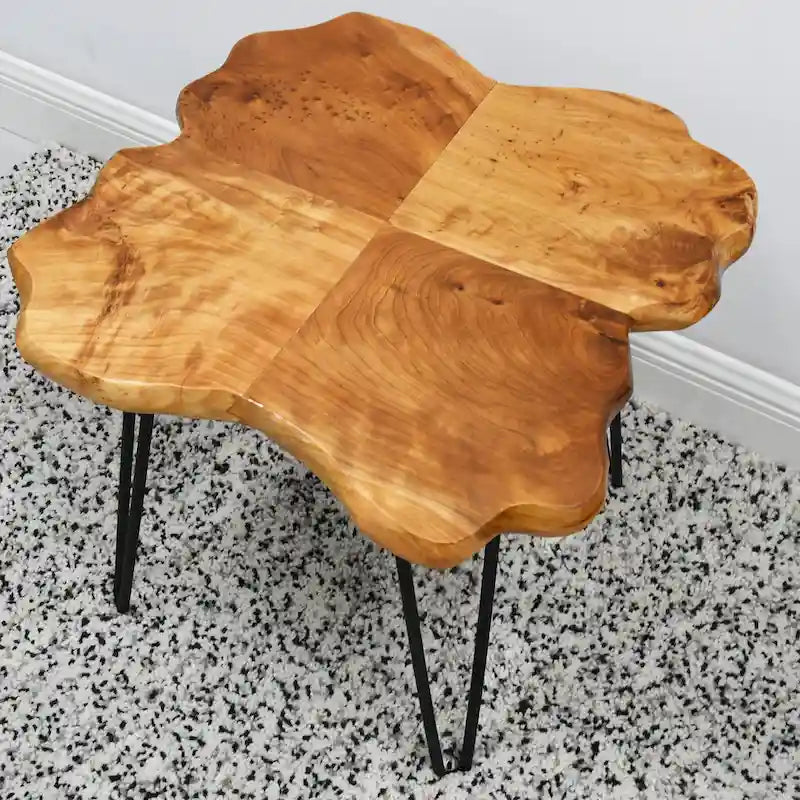 Greenage Live Edge Couchtisch mit 4 Platten und Haarnadelbeinen