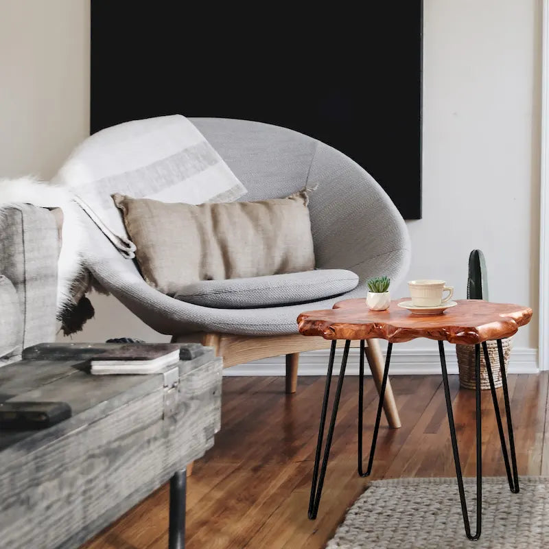 Greenage Live Edge Couchtisch mit 4 Platten und Haarnadelbeinen