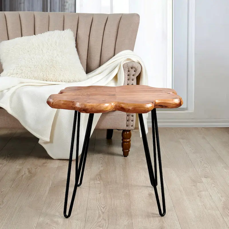 Greenage Live Edge Couchtisch mit 4 Platten und Haarnadelbeinen