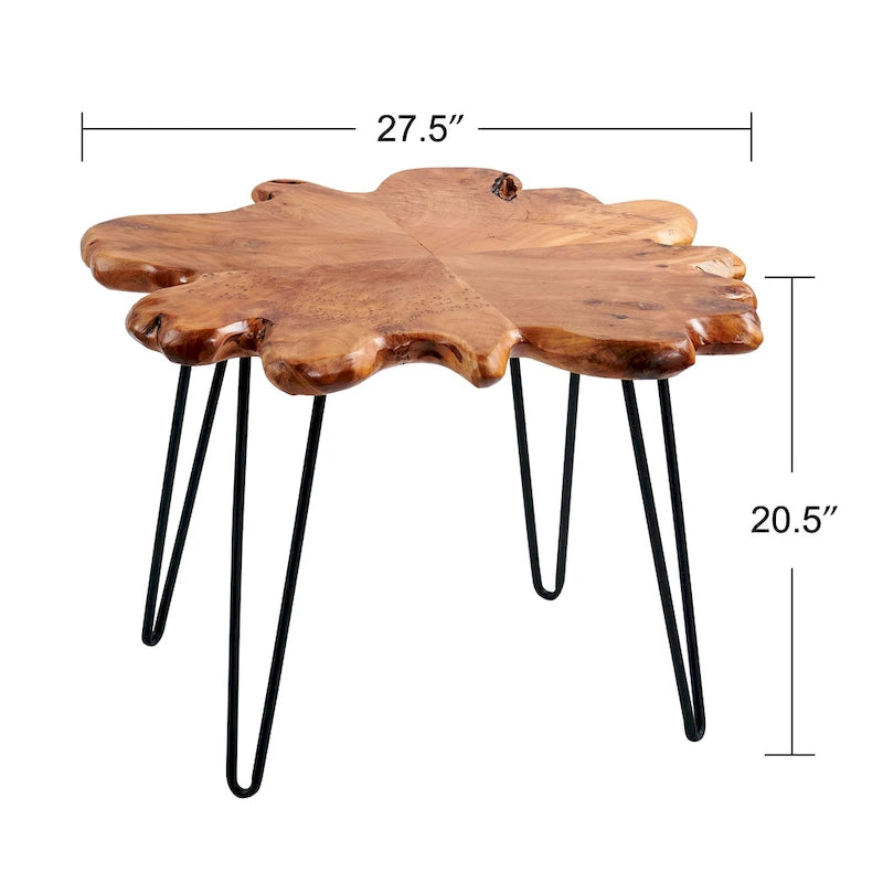 Greenage Live Edge Couchtisch mit 4 Platten und Haarnadelbeinen