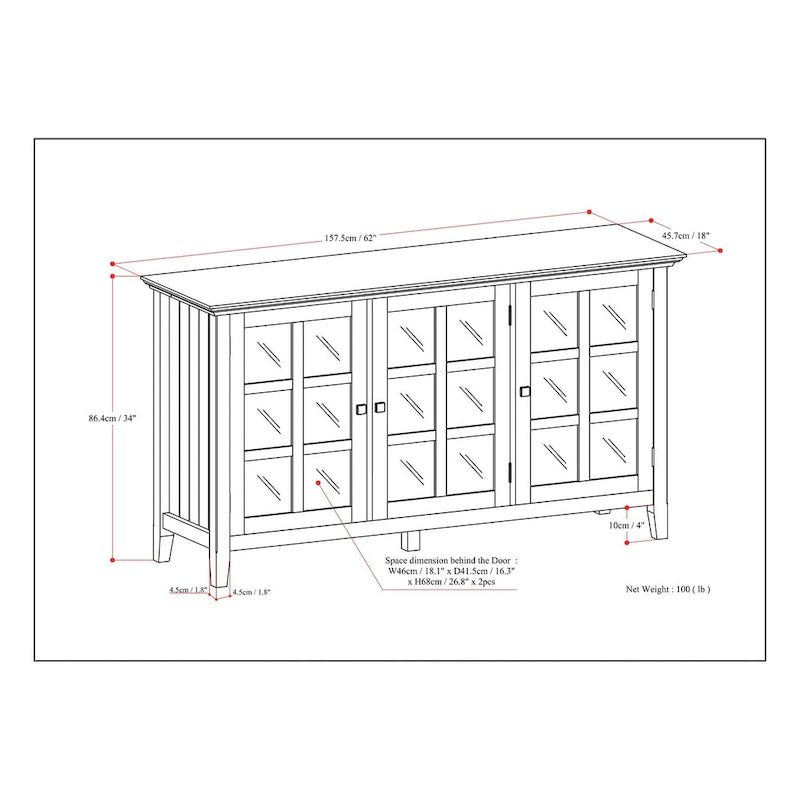WYNDENHALL Normandy SIDEBOARD AUS MASSIVHOLZ, 62 Zoll breit, Übergangsstil, mit viel Stauraum – 62 B x 18 T x 34 H