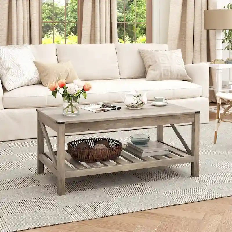 Crestlive Wohnzimmer-Couchtisch mit Ablagefach, Sofa-Mitteltisch – 102 cm B x 56 cm T x 46 cm H