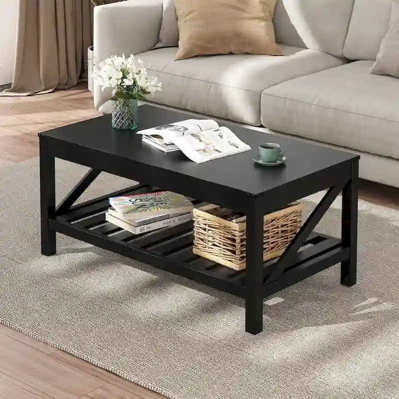 Crestlive Wohnzimmer-Couchtisch mit Ablagefach, Sofa-Mitteltisch – 102 cm B x 56 cm T x 46 cm H