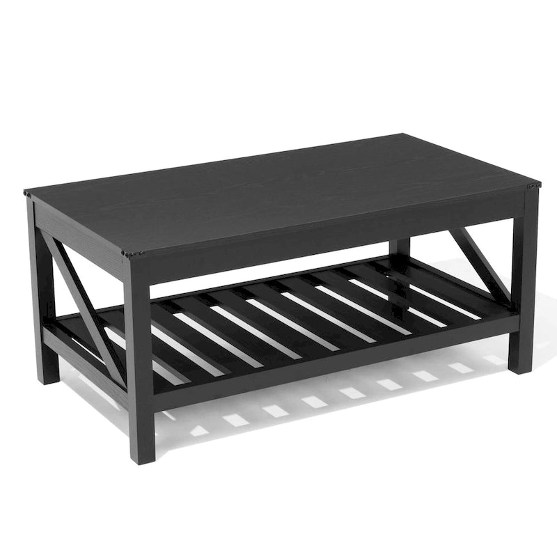 Crestlive Wohnzimmer-Couchtisch mit Ablagefach, Sofa-Mitteltisch – 102 cm B x 56 cm T x 46 cm H