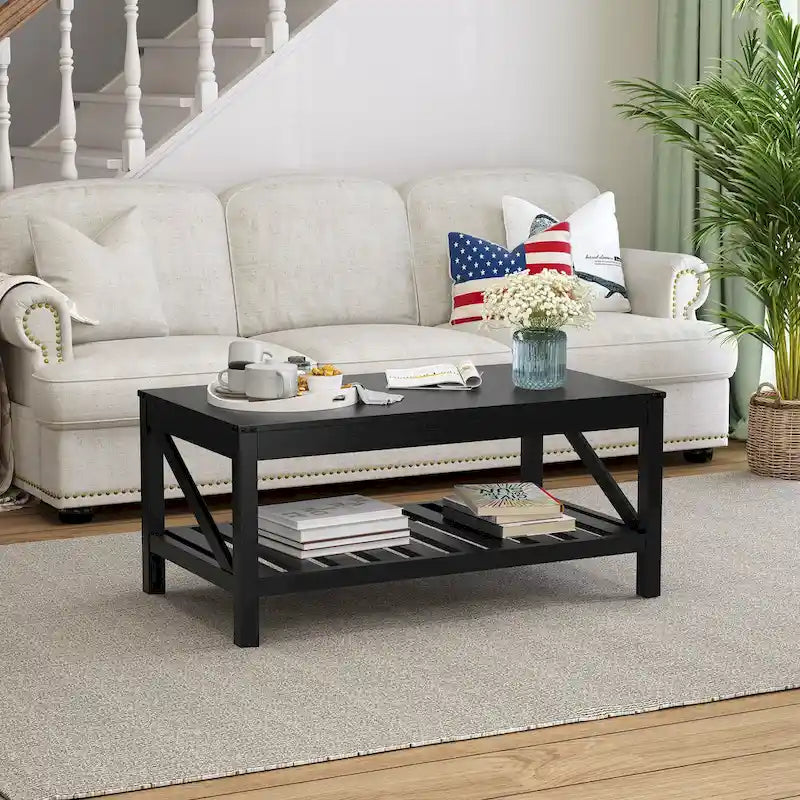 Crestlive Wohnzimmer-Couchtisch mit Ablagefach, Sofa-Mitteltisch – 102 cm B x 56 cm T x 46 cm H