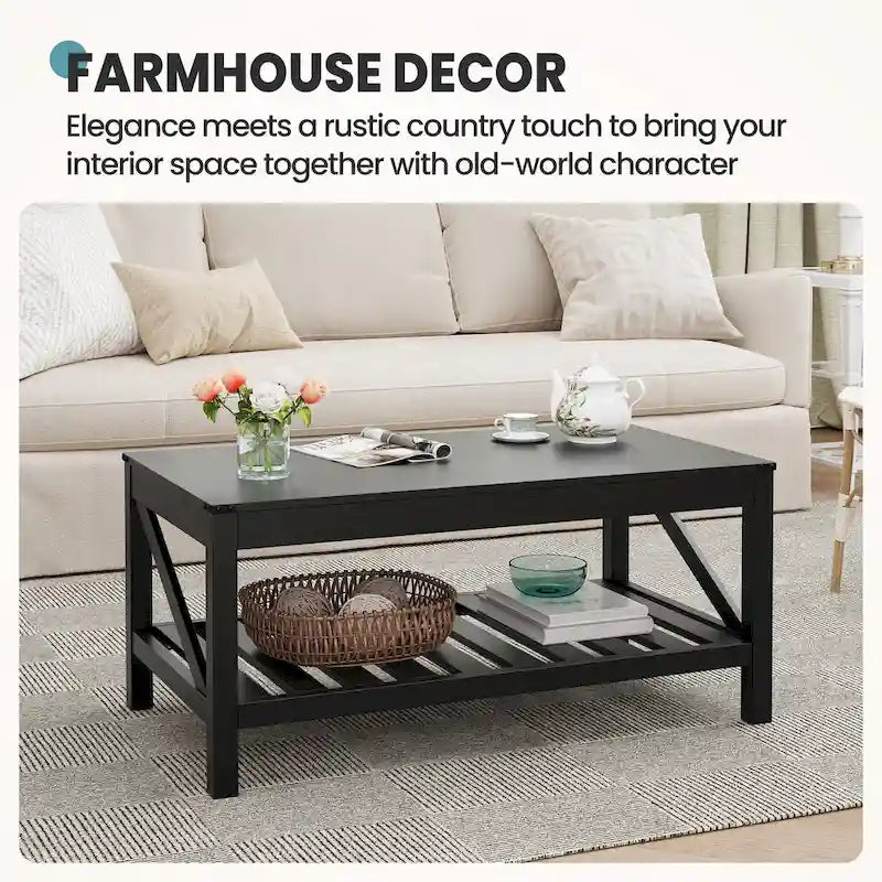 Crestlive Wohnzimmer-Couchtisch mit Ablagefach, Sofa-Mitteltisch – 102 cm B x 56 cm T x 46 cm H