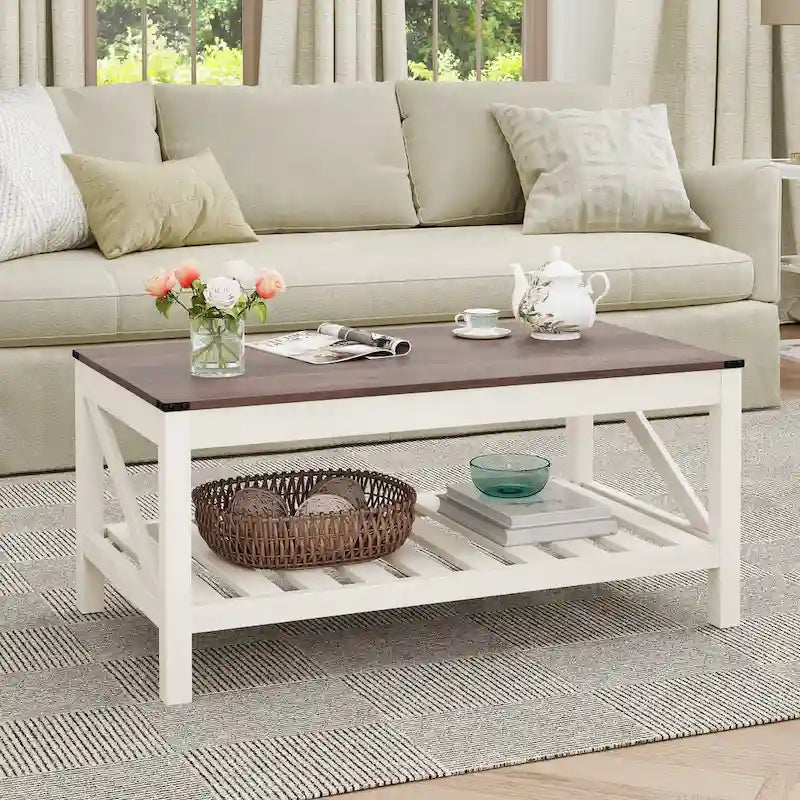 Crestlive Wohnzimmer-Couchtisch mit Ablagefach, Sofa-Mitteltisch – 102 cm B x 56 cm T x 46 cm H
