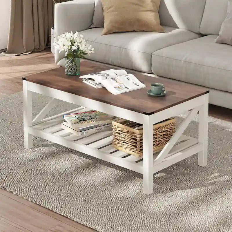Crestlive Wohnzimmer-Couchtisch mit Ablagefach, Sofa-Mitteltisch – 102 cm B x 56 cm T x 46 cm H