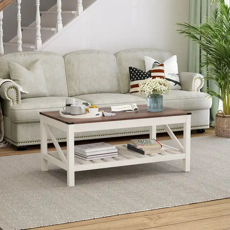 Crestlive Wohnzimmer-Couchtisch mit Ablagefach, Sofa-Mitteltisch – 102 cm B x 56 cm T x 46 cm H