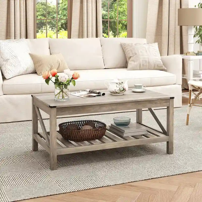 Crestlive Wohnzimmer-Couchtisch mit Ablagefach, Sofa-Mitteltisch – 102 cm B x 56 cm T x 46 cm H