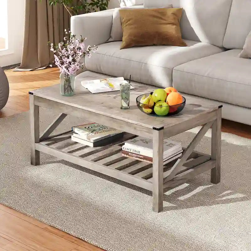 Crestlive Wohnzimmer-Couchtisch mit Ablagefach, Sofa-Mitteltisch – 102 cm B x 56 cm T x 46 cm H