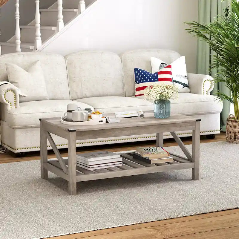 Crestlive Wohnzimmer-Couchtisch mit Ablagefach, Sofa-Mitteltisch – 102 cm B x 56 cm T x 46 cm H
