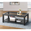Cordero Couchtisch mit Holz- und Glasplatte, 122 cm breit, mit Ablagefach