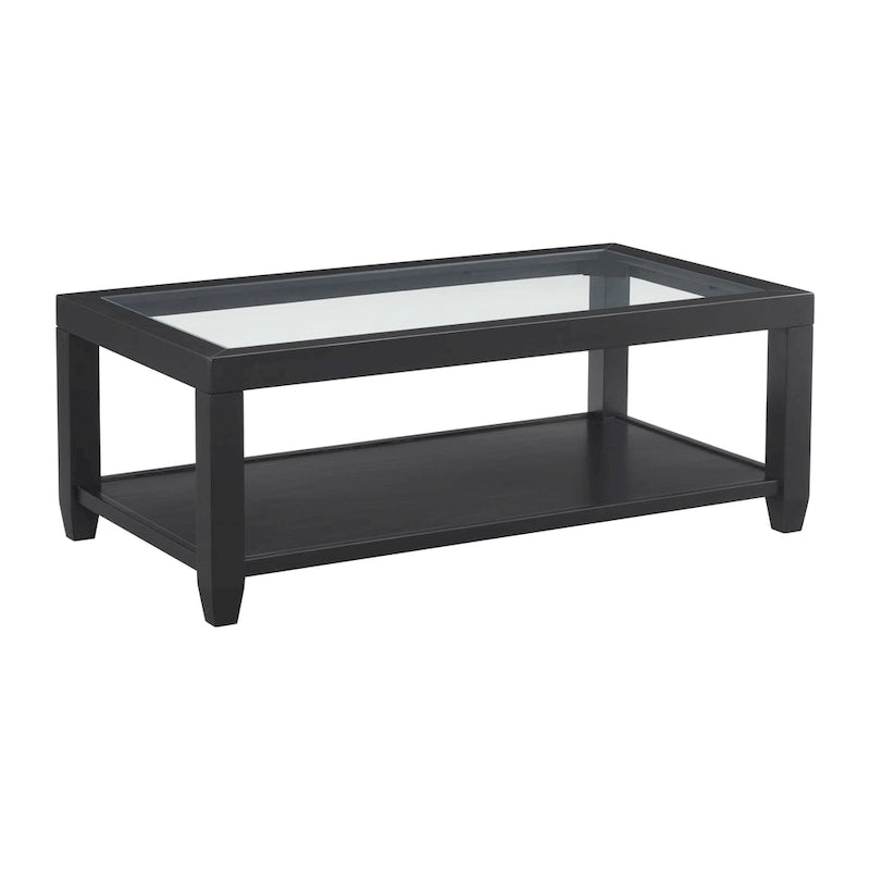 Cordero Couchtisch mit Holz- und Glasplatte, 122 cm breit, mit Ablagefach