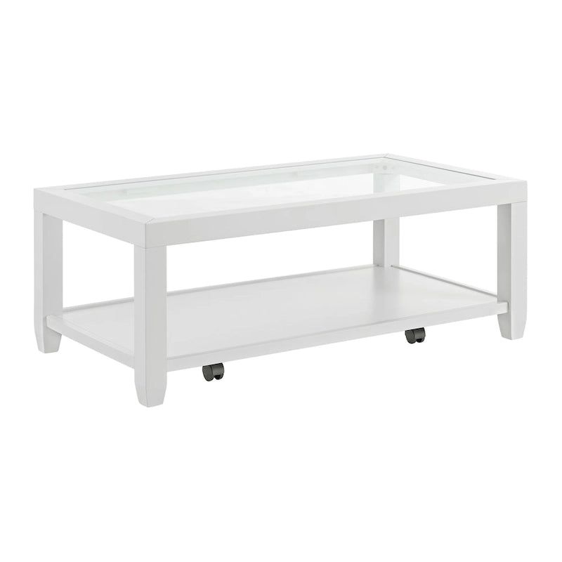 Cordero Couchtisch mit Holz- und Glasplatte, 122 cm breit, mit Ablagefach