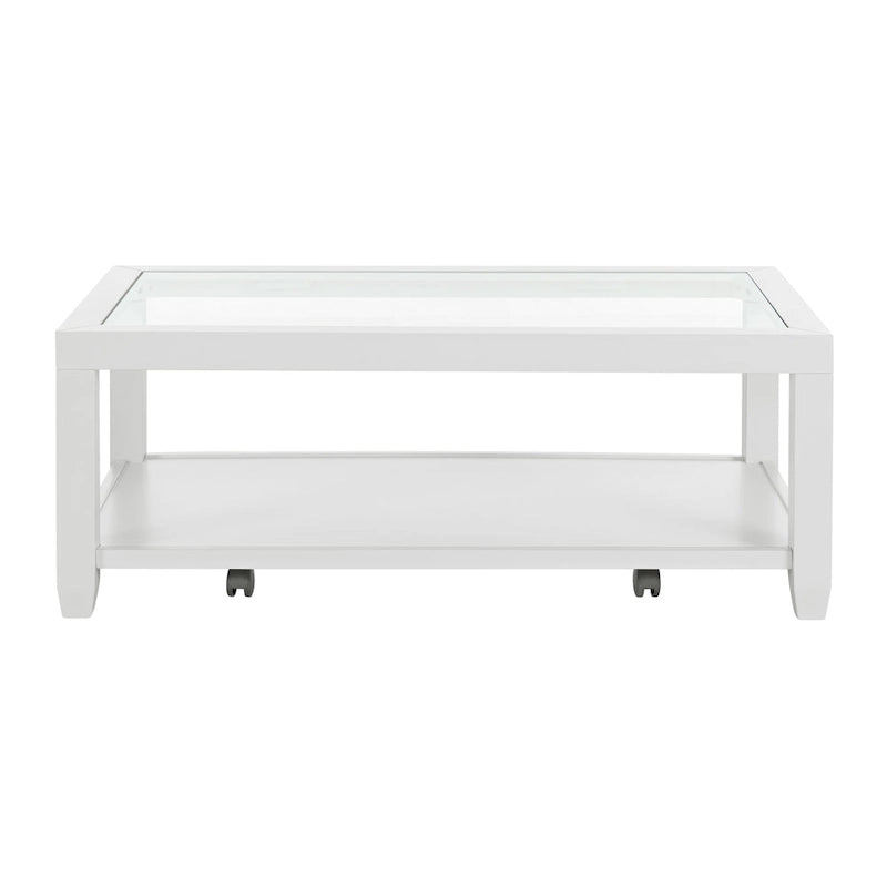 Cordero Couchtisch mit Holz- und Glasplatte, 122 cm breit, mit Ablagefach