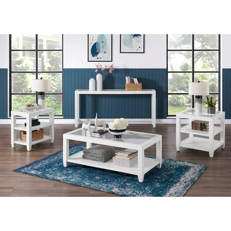 Cordero Couchtisch mit Holz- und Glasplatte, 122 cm breit, mit Ablagefach