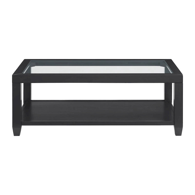 Cordero Couchtisch mit Holz- und Glasplatte, 122 cm breit, mit Ablagefach