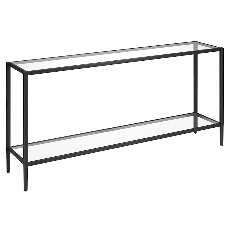 Hera 64 breiter rechteckiger Konsolentisch mit Glasablage - 64 breit