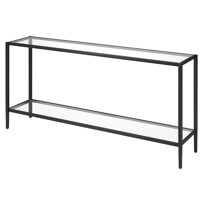 Hera 64 breiter rechteckiger Konsolentisch mit Glasablage - 64 breit