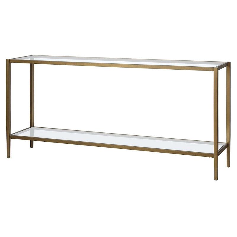 Hera 64 breiter rechteckiger Konsolentisch mit Glasablage - 64 breit