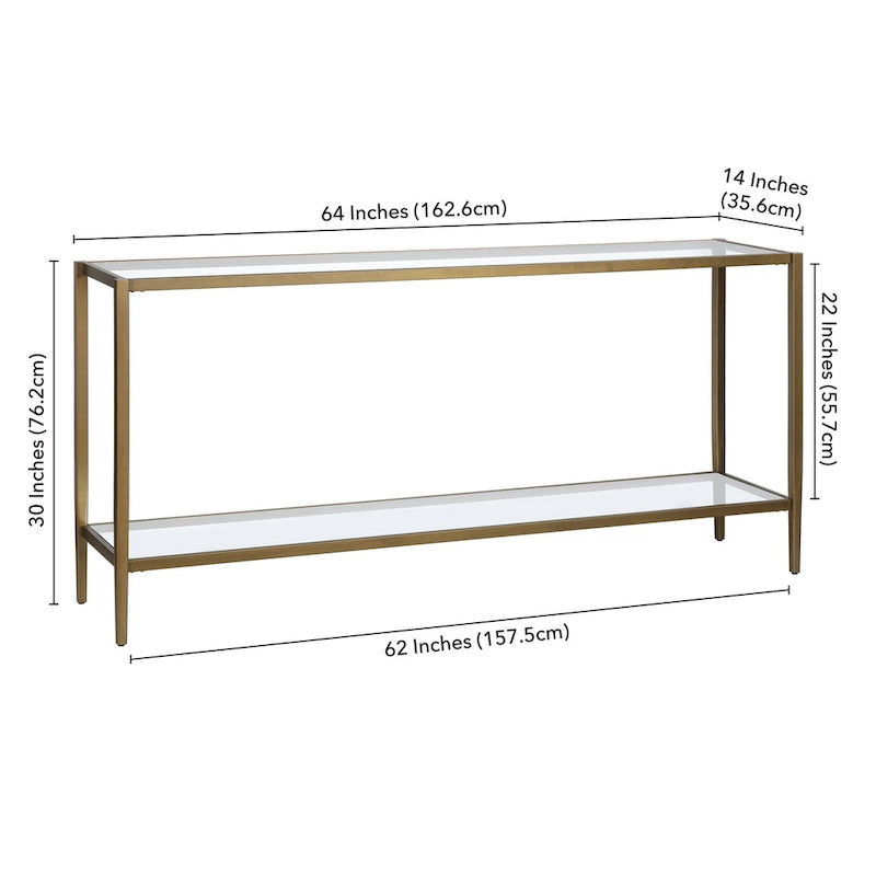 Hera 64 breiter rechteckiger Konsolentisch mit Glasablage - 64 breit