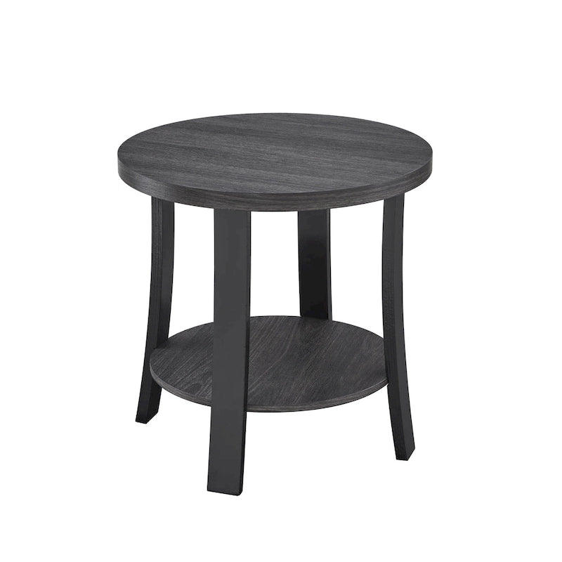 Roundhill Furniture Anze Zeitgenössischer runder Holz-Beistelltisch mit Ablage