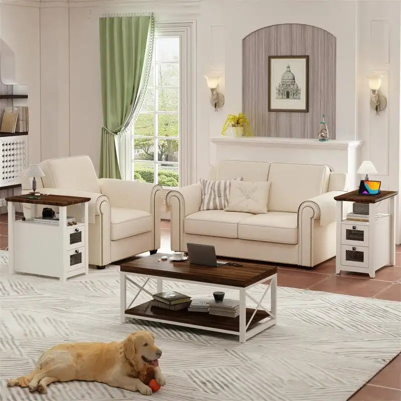 Beistelltisch mit Ladestation – 35T x 60B x 63H cm