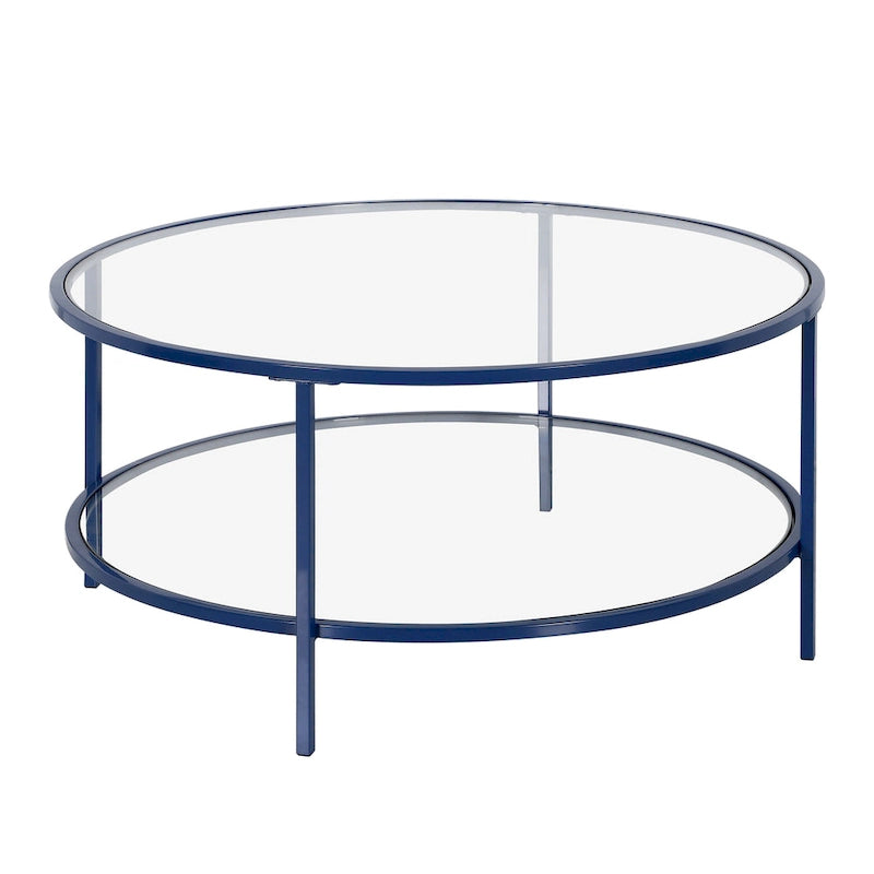 Sivil 36 Breiter runder Couchtisch mit Glasplatte – 36 Breite