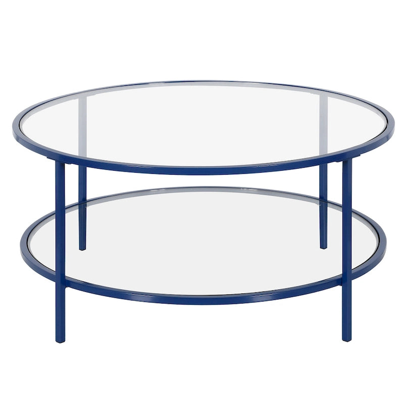 Sivil 36 Breiter runder Couchtisch mit Glasplatte – 36 Breite