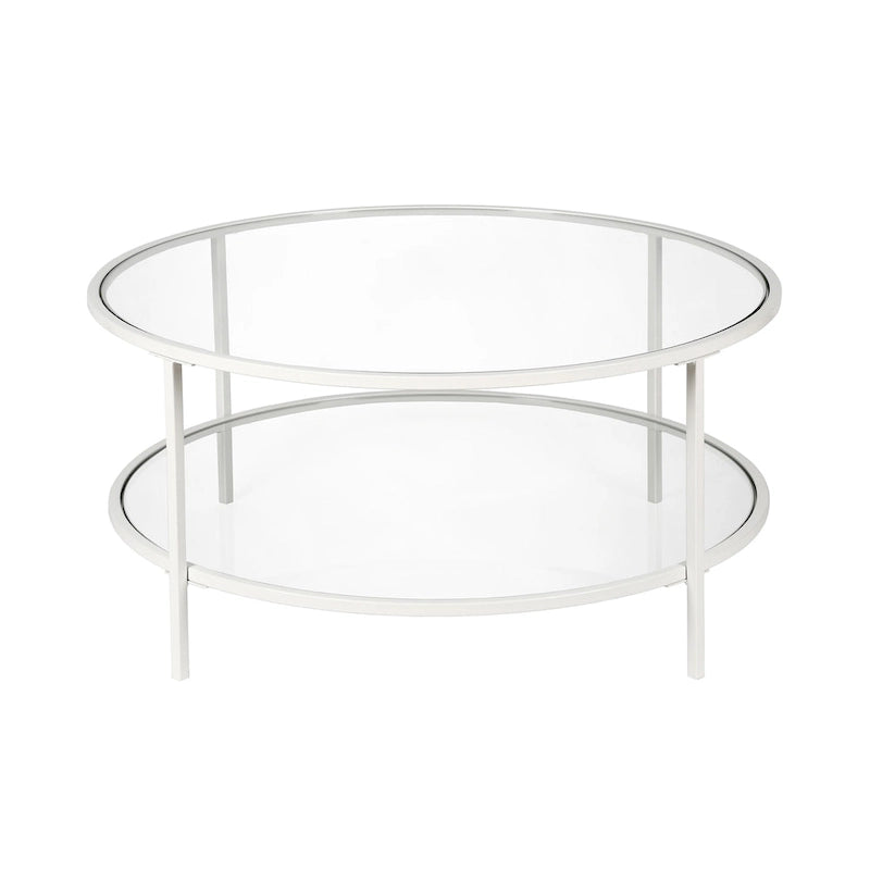 Sivil 36 Breiter runder Couchtisch mit Glasplatte – 36 Breite
