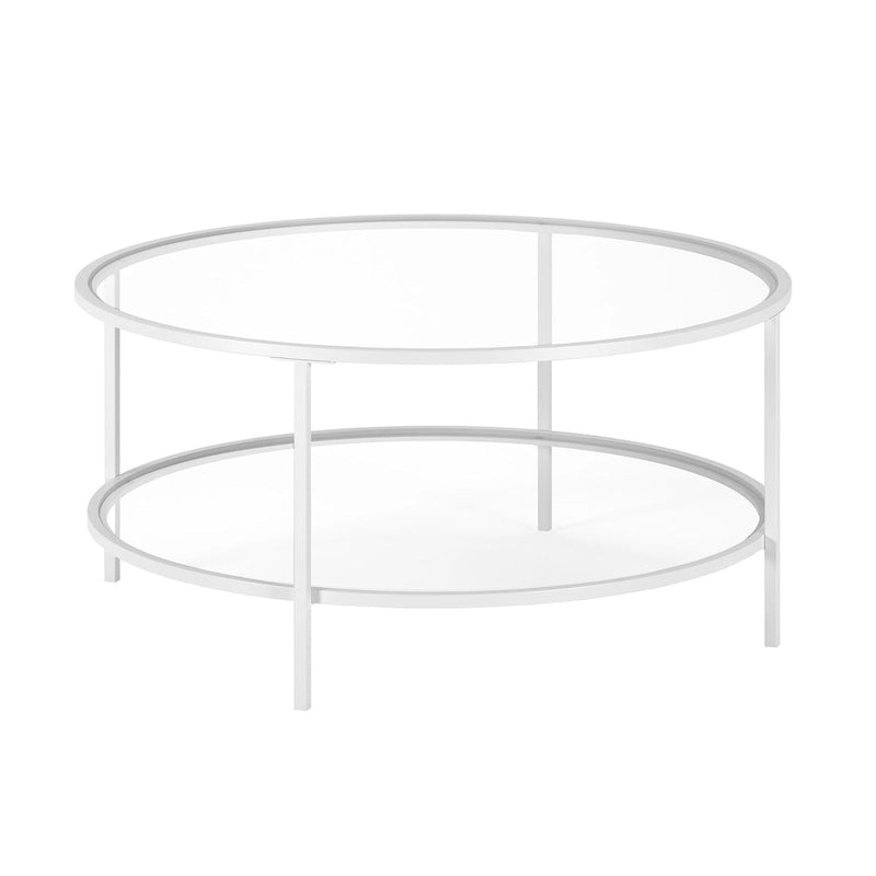 Sivil 36 Breiter runder Couchtisch mit Glasplatte – 36 Breite