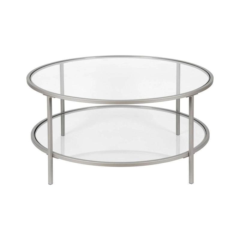 Sivil 36 Breiter runder Couchtisch mit Glasplatte – 36 Breite
