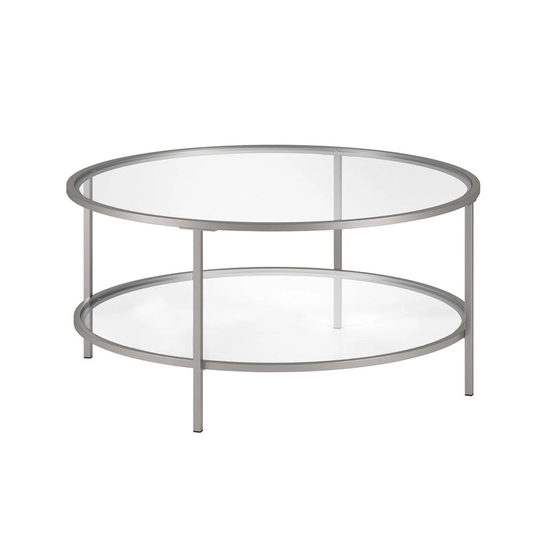 Sivil 36 Breiter runder Couchtisch mit Glasplatte – 36 Breite