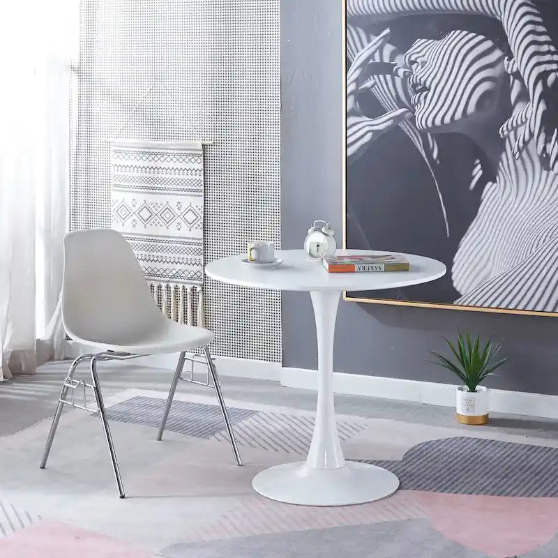 31.5Tulpen-Esstisch, Mid-Century, für 2–4 Personen, mit runder MDF-Tischplatte, Sockel-Esstisch, Freizeit-Couchtisch