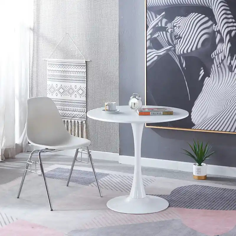 31.5Tulpen-Esstisch, Mid-Century, für 2–4 Personen, mit runder MDF-Tischplatte, Sockel-Esstisch, Freizeit-Couchtisch