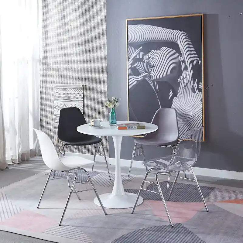 31.5Tulpen-Esstisch, Mid-Century, für 2–4 Personen, mit runder MDF-Tischplatte, Sockel-Esstisch, Freizeit-Couchtisch
