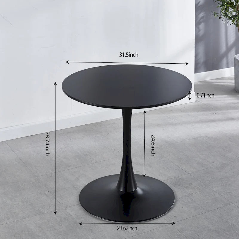 31.5Tulpen-Esstisch, Mid-Century, für 2–4 Personen, mit runder MDF-Tischplatte, Sockel-Esstisch, Freizeit-Couchtisch