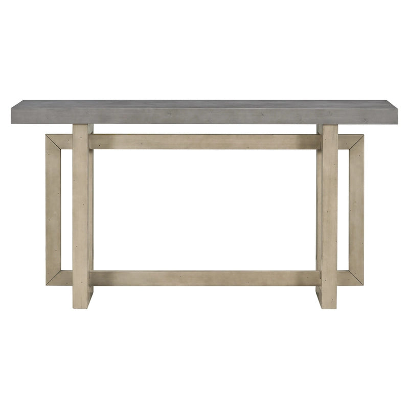 Konsolentisch mit industriell anmutender Beton-Holz-Platte
